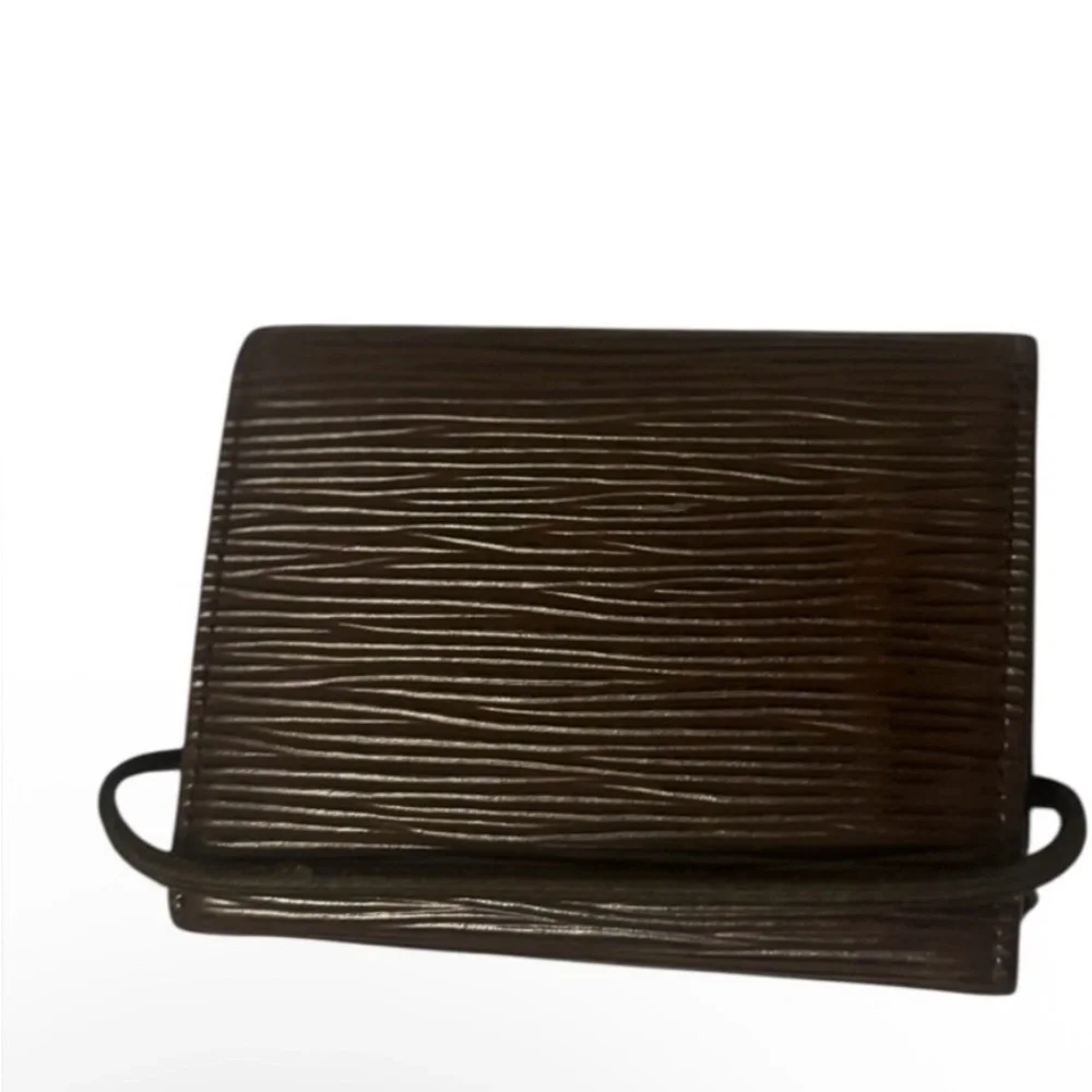 LOUIS VUITTON Moka Epi Leather Elastic Compact Wallet MI0071 beautiful